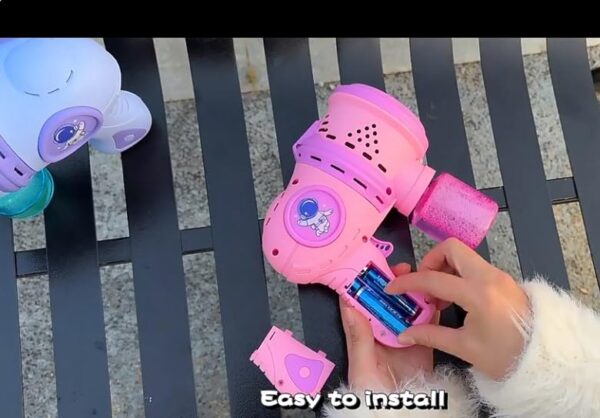 Toy034_IMAGE 2 Automatic Space Bubble Gun Toy with Light and Bubble Solution- 5000+ Bubbles Per Minutes -Leak-Proof Bubble Machine for Kids Age 3+ - Pink