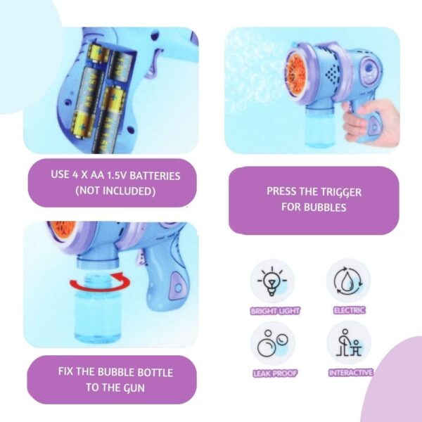 Toy034_IMAGE 3 Automatic Space Bubble Gun Toy with Light and Bubble Solution- 5000+ Bubbles Per Minutes -Leak-Proof Bubble Machine for Kids Age 3+ - Pink