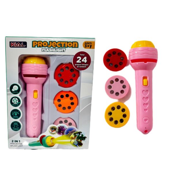 Toy037_IMAGE 1 Mini Projector Torch Toy with 3 Slides, 24 Patterns |Slide Flashlight Projector Torch for Kids | Sleeping Story Toys for Toddlers, Educational Learning of Toys,Space,Animal