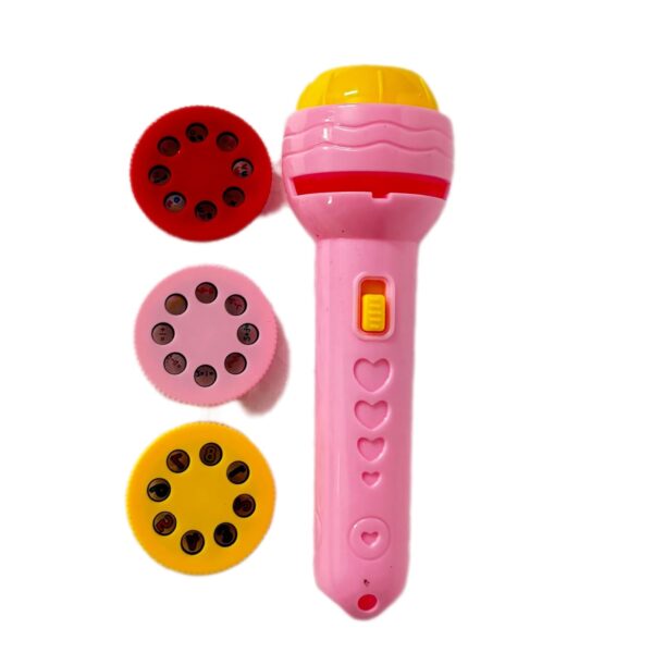 Toy037_IMAGE 2 Mini Projector Torch Toy with 3 Slides, 24 Patterns |Slide Flashlight Projector Torch for Kids | Sleeping Story Toys for Toddlers, Educational Learning of Toys,Space,Animal