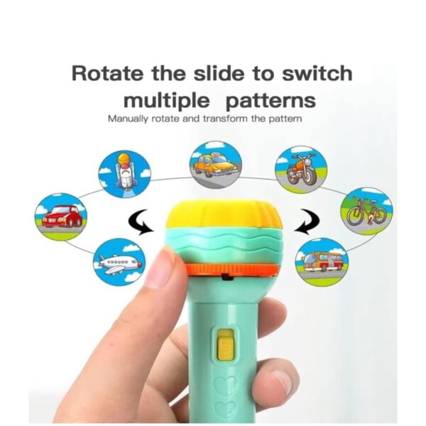 Toy037_IMAGE 3 Mini Projector Torch Toy with 3 Slides, 24 Patterns |Slide Flashlight Projector Torch for Kids | Sleeping Story Toys for Toddlers, Educational Learning of Toys,Space,Animal