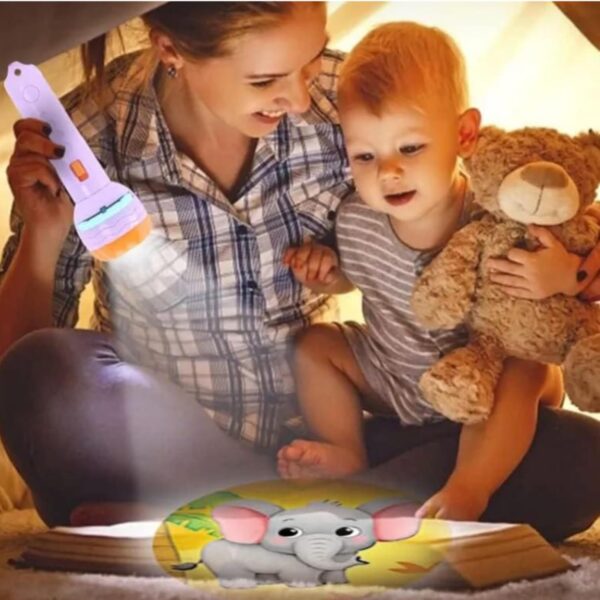 Toy037_IMAGE 5 Mini Projector Torch Toy with 3 Slides, 24 Patterns |Slide Flashlight Projector Torch for Kids | Sleeping Story Toys for Toddlers, Educational Learning of Toys,Space,Animal