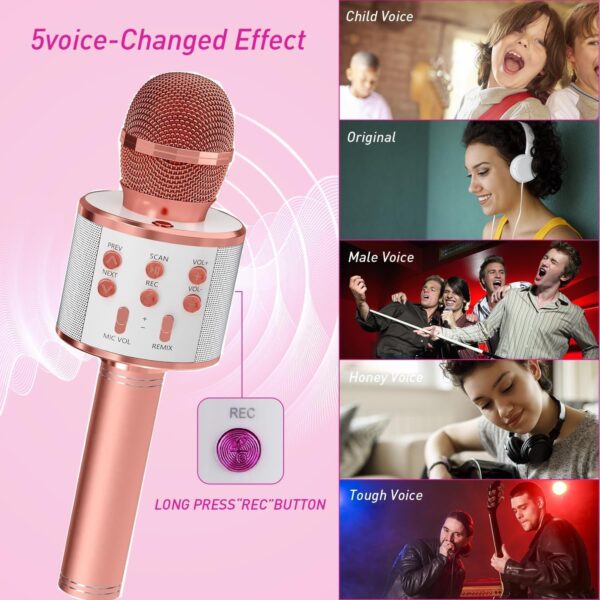 Toy040_IMAGE 6 Kids Karaoke Microphone with Speaker | Wireless Bluetooth Mic for Singing | Rechargeable Kids Mic with Speaker 3–12 Years | Portable Karaoke Mic for Boys & Girls | Music Singing with LED Sound Effects